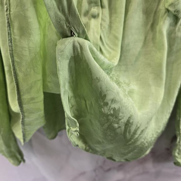& Other Stories Shirt Womens Medium 8 Green Peasant Blouse Renaissance Satin - Picture 10 of 13